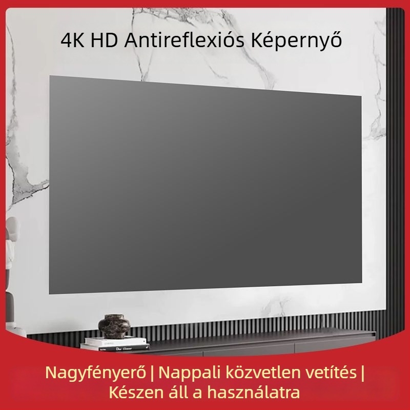 Összecsukható 4K anti-reflektív vetítővászon nappali otthoni nézéshez, fúrás nélkül, egyszerű telepítés