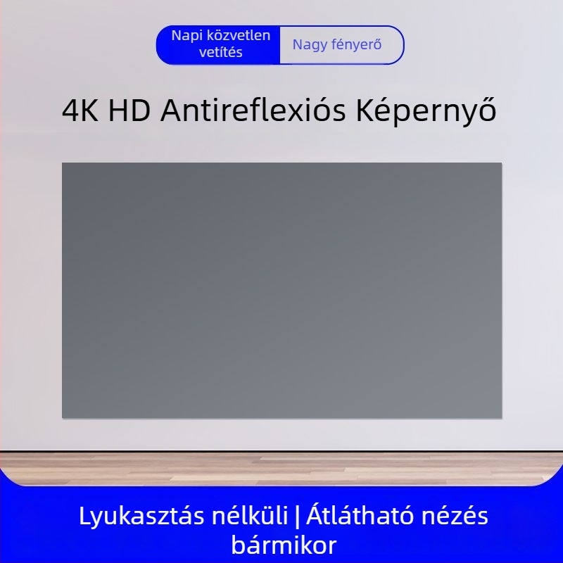 Összecsukható 4K anti-reflektív vetítővászon nappali otthoni nézéshez, fúrás nélkül, egyszerű telepítés