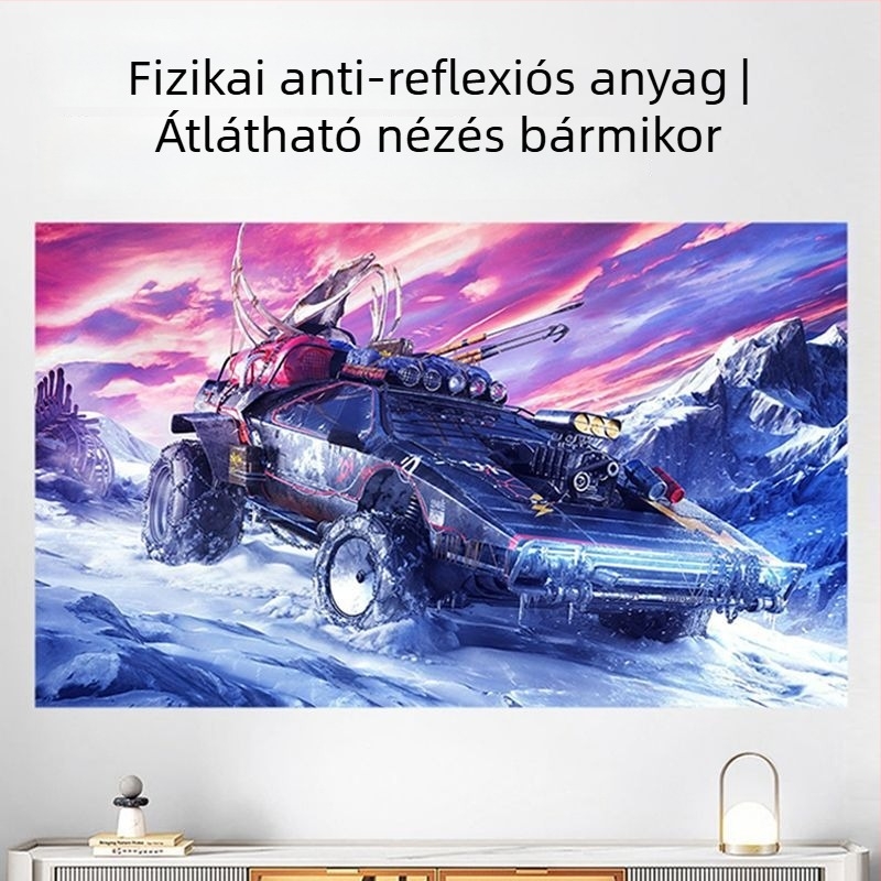 Összecsukható 4K anti-reflektív vetítővászon nappali otthoni nézéshez, fúrás nélkül, egyszerű telepítés