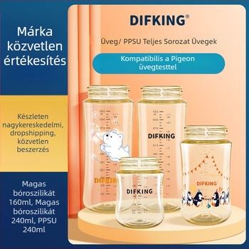 DIFKING PPSU széles nyílású cumisüveg kupakja, kompatibilis a Pigeon üvegtestével – 3. generáció, ívelt, kar nélküli, 40 db