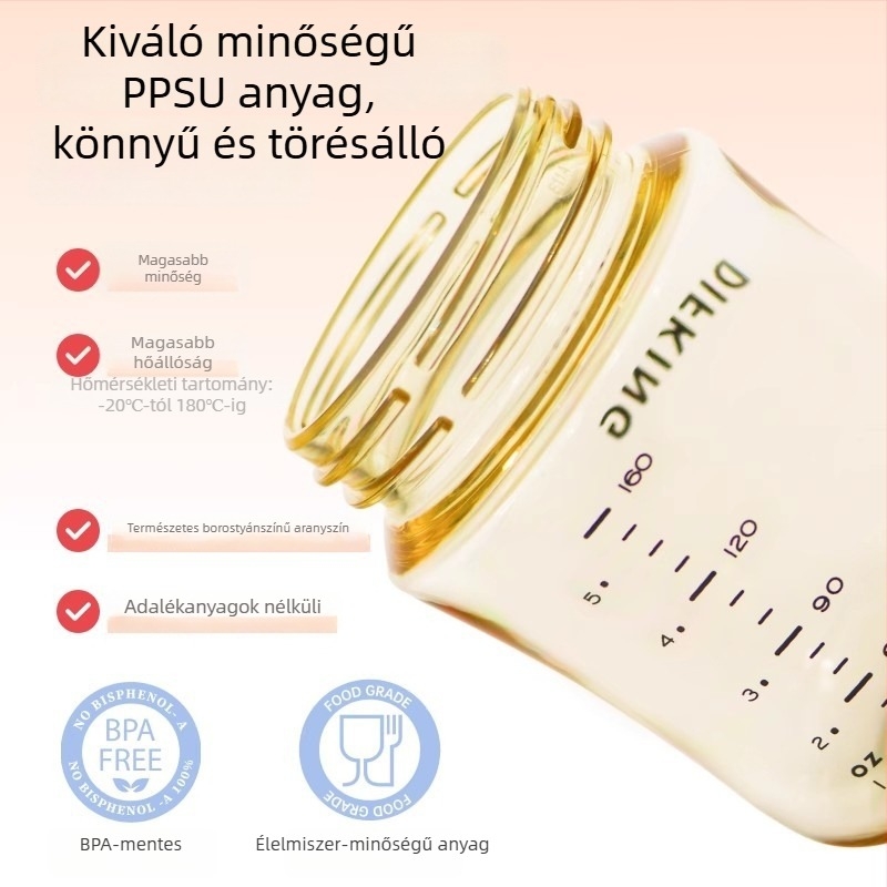 DIFKING PPSU széles nyílású cumisüveg kupakja, kompatibilis a Pigeon üvegtestével – 3. generáció, ívelt, kar nélküli, 40 db