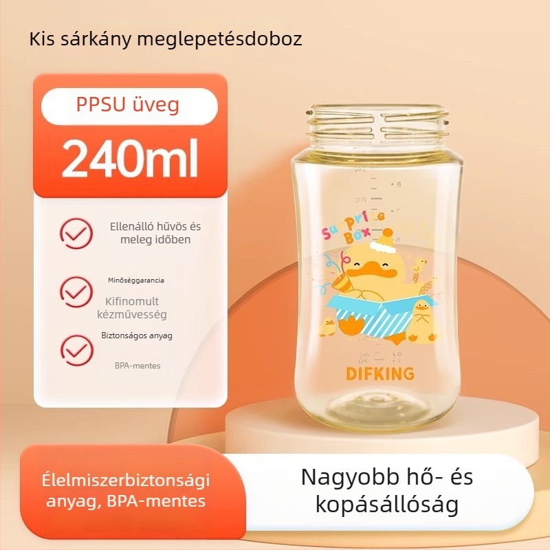 DIFKING PPSU széles nyílású cumisüveg kupakja, kompatibilis a Pigeon üvegtestével – 3. generáció, ívelt, kar nélküli, 40 db