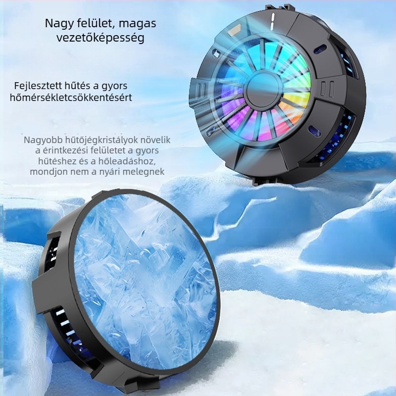 Mágneses telefonhűtő élő közvetítéshez és e-sportokhoz — Modell Y002, 64 g, 10W (5V 2A), ABS + alumíniumötvözet, Type-C interfész