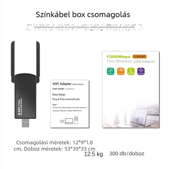 USB vezeték nélküli hálózati kártya Bluetooth 5.4-gyel – Kettős sávú Wi‑Fi 6, 1200 Mbps, meghajtó nélkül