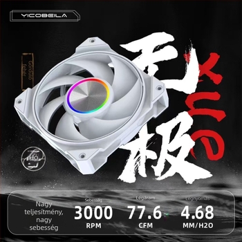 Eco Bella Wuji Snow 120 mm CPU hűtőventilátor, golyóscsapágyas, számítógép-házhoz