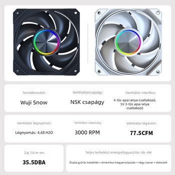 Eco Bella Wuji Snow 120 mm CPU hűtőventilátor, golyóscsapágyas, számítógép-házhoz