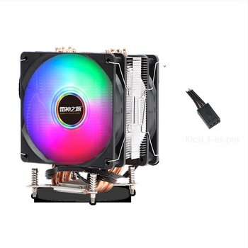 CPU hűtő modell x4, 4 hőcsővel, réz–alumínium konstrukció, 1800 RPM, zaj 35 dBA