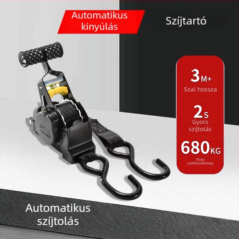 Automatikus visszanyerésű teherhordó heveder autó- és motorkerékpár szállításhoz
