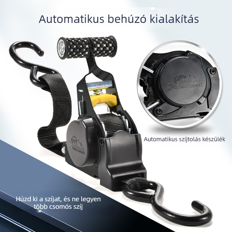 Automatikus visszanyerésű teherhordó heveder autó- és motorkerékpár szállításhoz