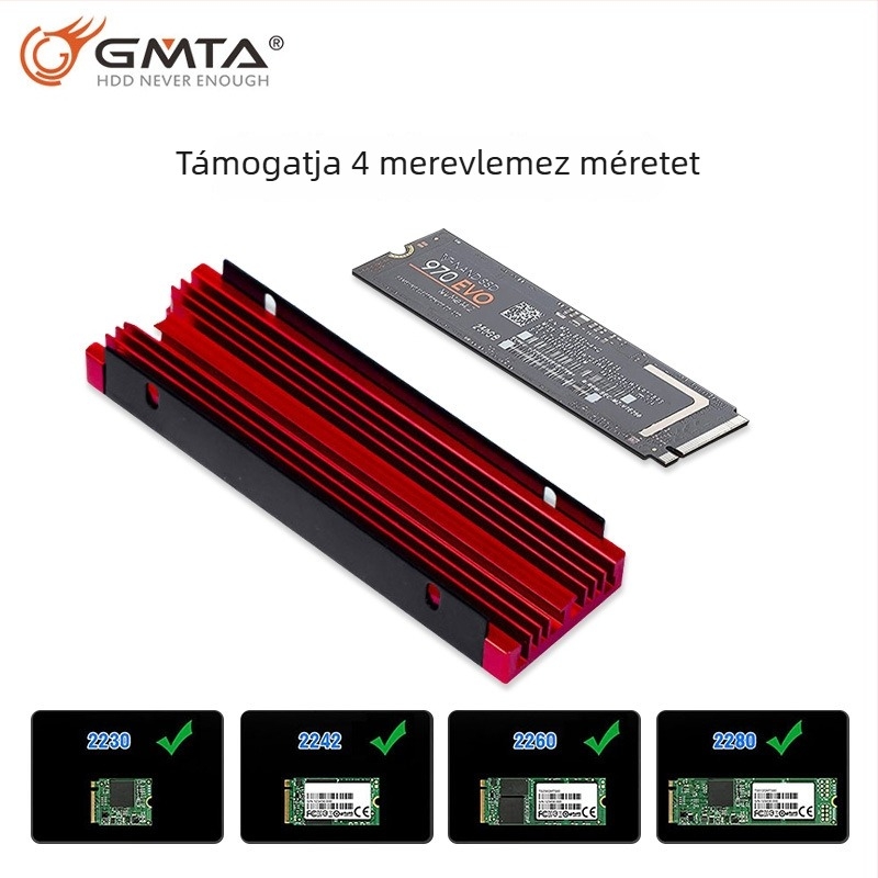 M.2 SSD alumínium hűtő, 3 csővel, modell Sr05, NVMe/SATA M.2 meghajtókhoz