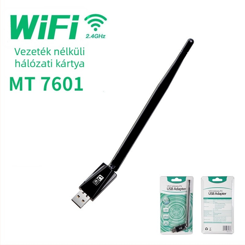 MTK7601 USB WiFi adapter — MTK7601 chipkészlet, USB interfész, 2.4 GHz, 150 Mbps, IEEE 802.11b/g/n