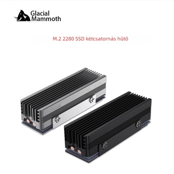 Mammoth GM-2280 Memóriahűtő M.2 NVMe SSD-hez, réz- és alumínium ötvözet, 2 hőcsővel