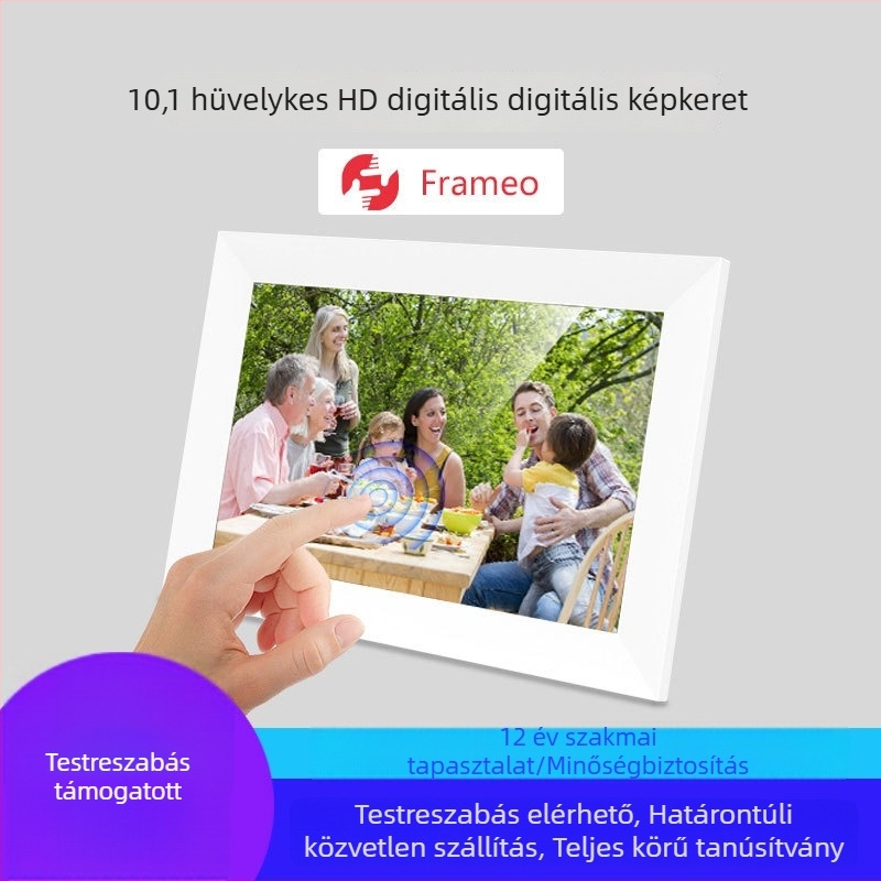 Moceshjea Digitális fotókeret 32 GB tárhellyel, 1280x800 felbontású kijelző, TF-kártya támogatás, zene- és videólejátszás, 178°-os látószög