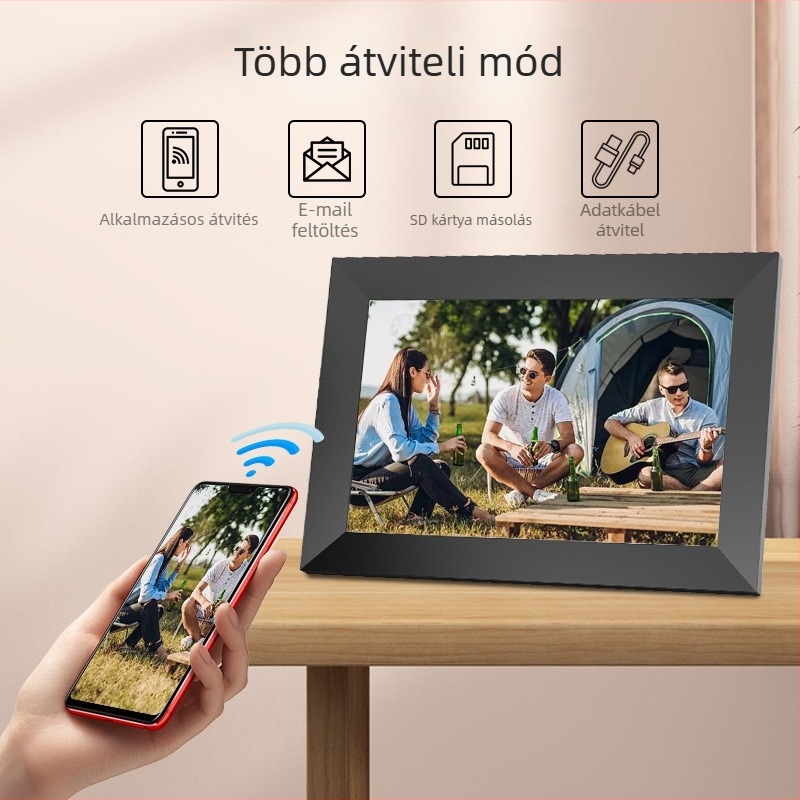 Moceshjea Digitális fotókeret 32 GB tárhellyel, 1280x800 felbontású kijelző, TF-kártya támogatás, zene- és videólejátszás, 178°-os látószög