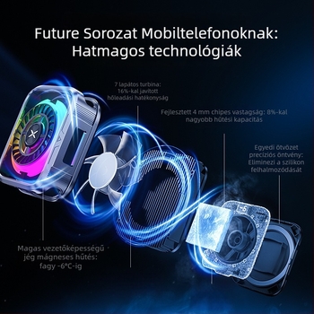 Mobiltelefon hűtő félvezető hűtéssel, 15W, Type-C, PC + alumínium ötvözet, 75 g, Future department