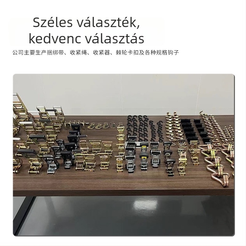 Jukang E- alakú csat a teher rögzítéséhez és konténerekhez való heveder-kiegészítő