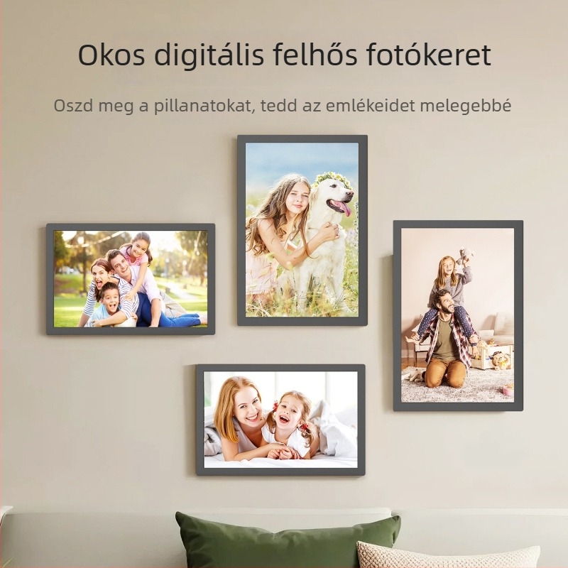 WiFi Digitális Fotókeret érintőképernyővel és gravitációs érzékelővel, 1280x800 felbontás, 32 GB tárhely, TF-kártya támogatás, Videólejátszás