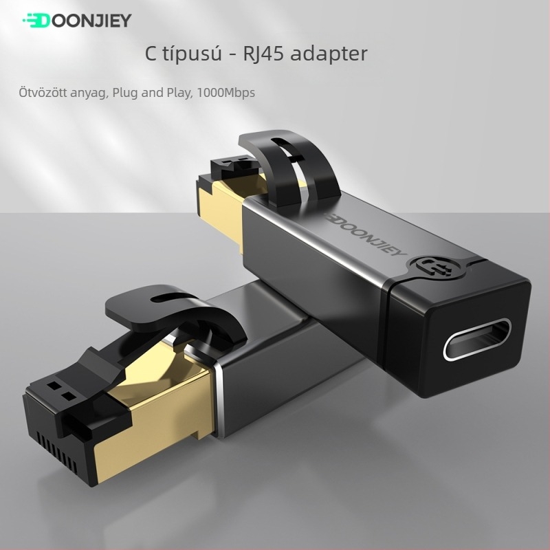 Type-C to RJ45 Gigabit hálózati adapter, alumínium ötvözet, készen álló, nagy sebességű hálózati konverter tabletákhoz és okostelefonokhoz