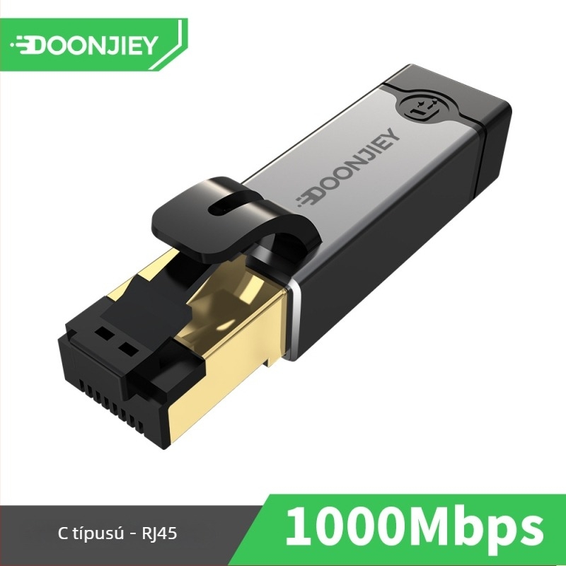Type-C to RJ45 Gigabit hálózati adapter, alumínium ötvözet, készen álló, nagy sebességű hálózati konverter tabletákhoz és okostelefonokhoz