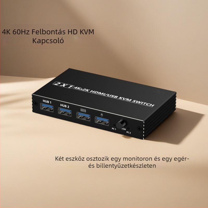 HDMI KVM kapcsoló EL-0002 — 2 bemenet / 1 kimenet vagy 1 bemenet / 2 kimenet, 4K@60Hz, Windows 7 kompatibilis