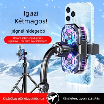 Kétmagos telefonhűtő állvány – félvezető hűtéssel, mágneses vezeték nélküli töltéssel, csendes működéssel