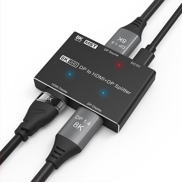 DP–DP/HDMI 2–in–1 MST elosztó laptophoz, kettős kijelző, 8K30Hz