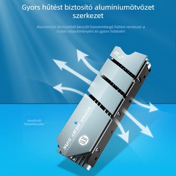 JEYI M.2 NVMe hűtő – réz- és alumínium kötés, kompatibilis NVMe M.2/NGFF SSD-kkel
