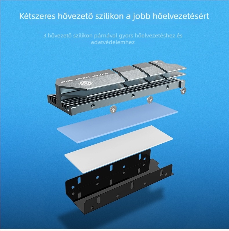 JEYI M.2 NVMe hűtő – réz- és alumínium kötés, kompatibilis NVMe M.2/NGFF SSD-kkel