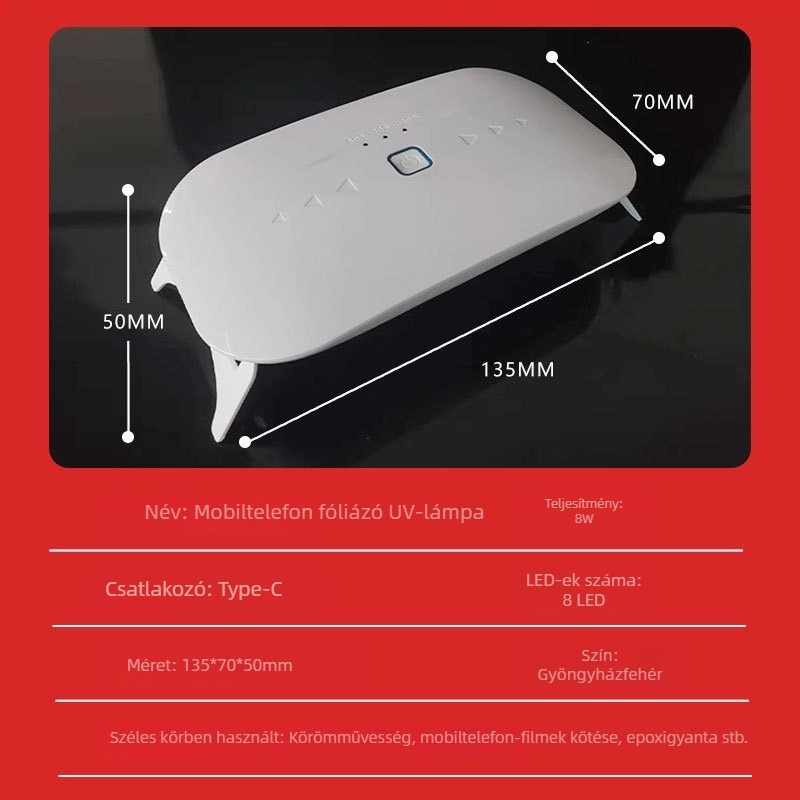 UV-lámpa telefonokhoz, modell XX-UV-15, OEM, nettó tömeg 106 g, licenc nélküli magáncímke