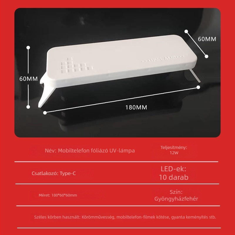 UV-lámpa telefonokhoz, modell XX-UV-15, OEM, nettó tömeg 106 g, licenc nélküli magáncímke