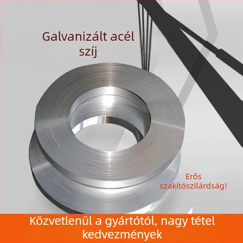 Ipari osztályú galvanizált acél heveder, építőanyagok csomagolására, húzóerő 200 kg, tekercs belső átmérője 300 mm