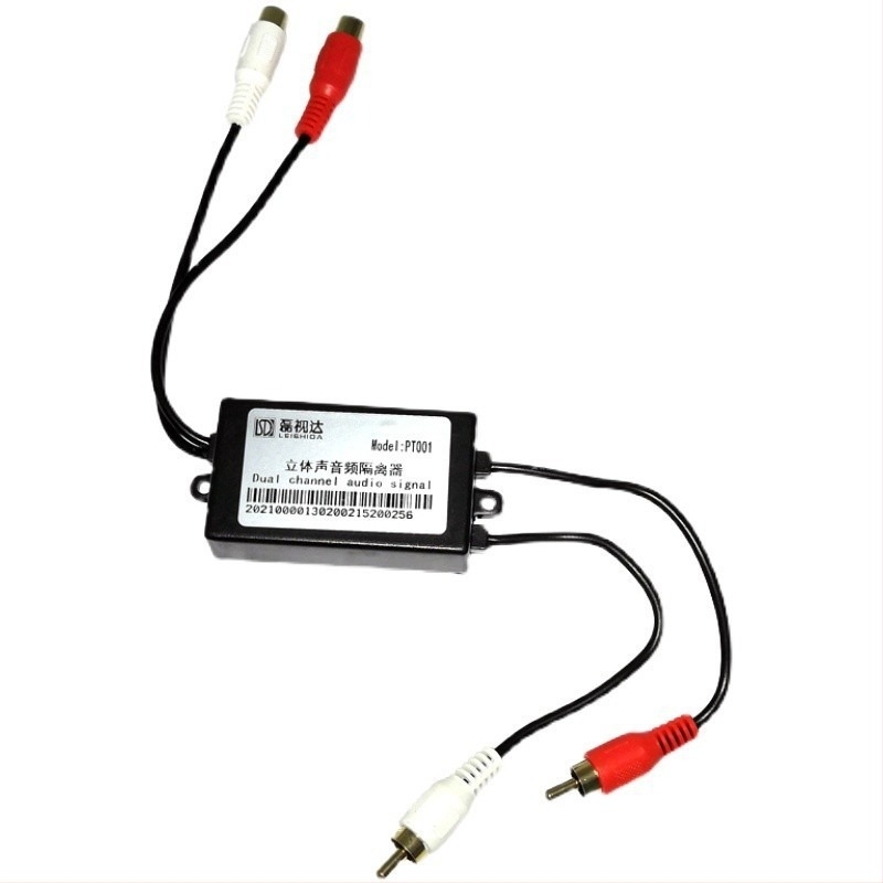 RCA Lotus sztereó audió izolátor közös földelésű zajcsökkentő szűrővel, modell GL001b2, adapterkábellel, készleten, 1 év garancia