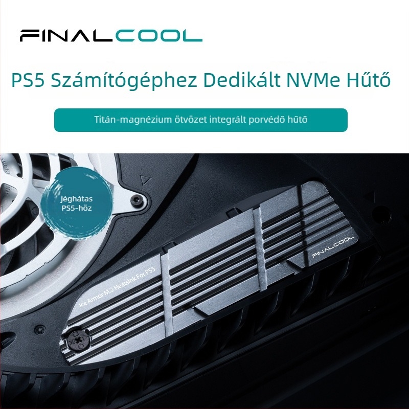 PS5 M.2 NVMe SSD hűtő, alumínium, 1 hőcső, integrált hűtés
