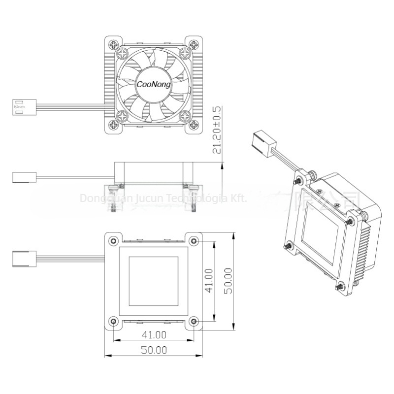 CooNong CPU hűtő PGA478/BGA479 - Réz Cu1100, Légáramlatos hűtés, Dupla golyóscsapágy, Modell D2-01