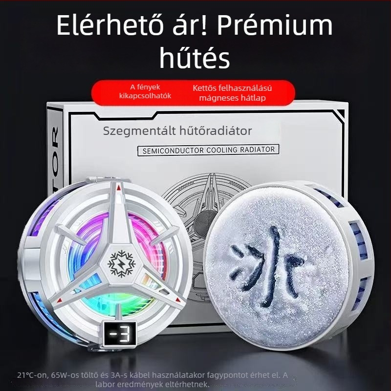 Telefonhűtő digitális kijelzővel, mágneses hátlapi klippel, félvezető hűtéssel, Type-C interfésszel, ötvözetes burkolat