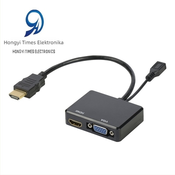 HDMI–HDMI+VGA átalakító audió elosztóval, 1080P, 22 cm kábel, energiaellátás-kezelés, minden rendszerhez kompatibilis