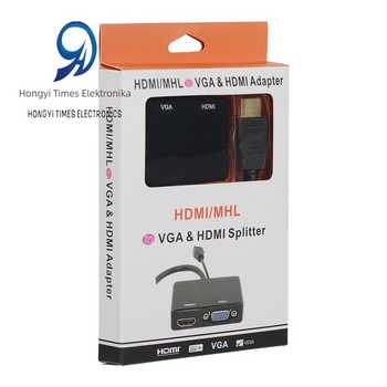 HDMI–HDMI+VGA átalakító audió elosztóval, 1080P, 22 cm kábel, energiaellátás-kezelés, minden rendszerhez kompatibilis