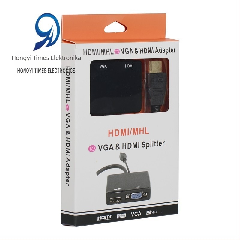 HDMI–HDMI+VGA átalakító audió elosztóval, 1080P, 22 cm kábel, energiaellátás-kezelés, minden rendszerhez kompatibilis