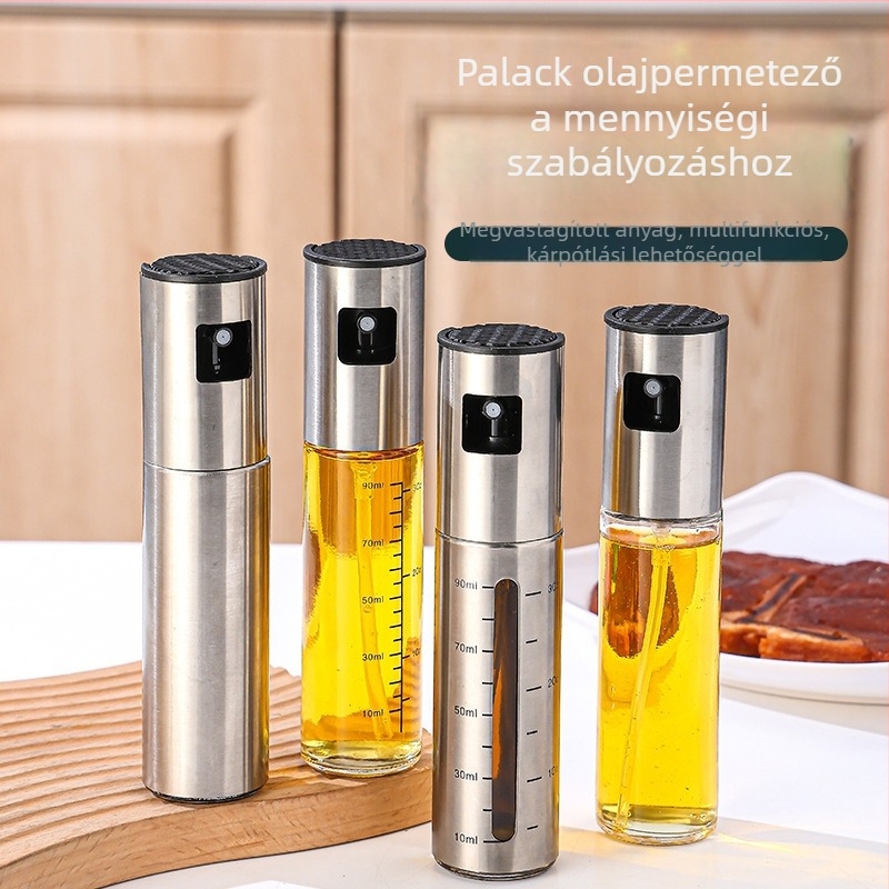 Üvegből készült olajspricc háztartási konyhához, ködös spricc olajhoz, főzőolaj és olívaolaj, kültéri grillhez