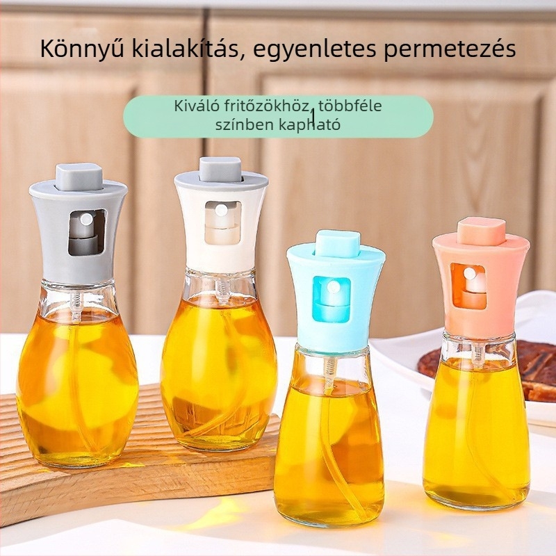 Üvegből készült olajspricc háztartási konyhához, ködös spricc olajhoz, főzőolaj és olívaolaj, kültéri grillhez