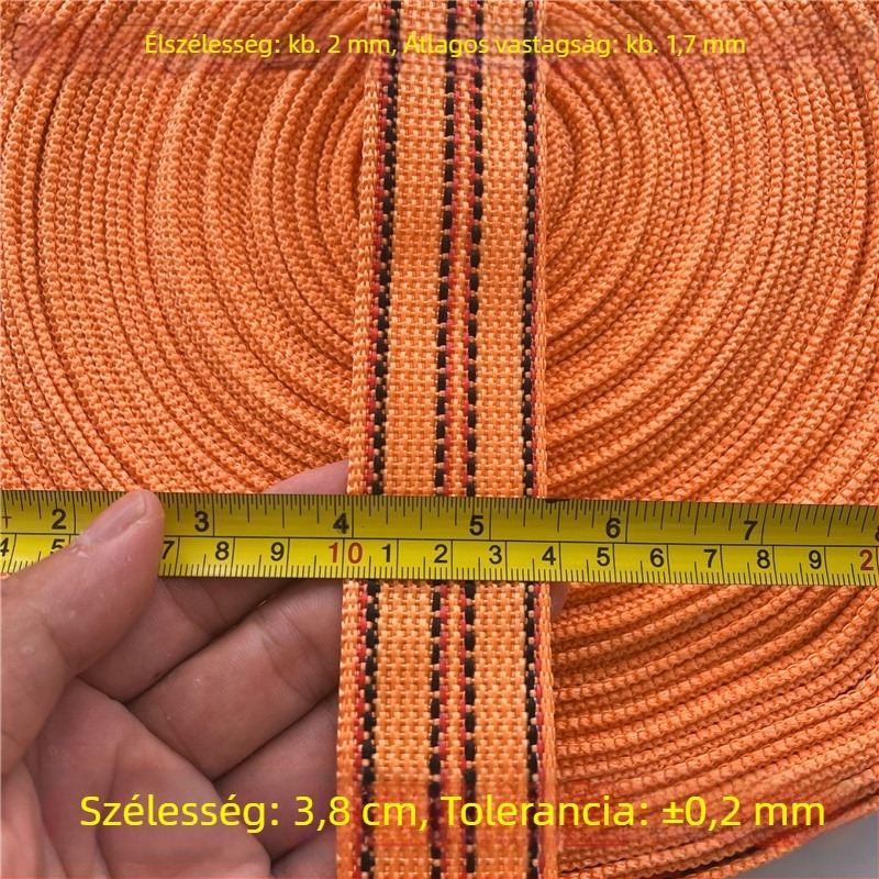 Kötöző kötél a teherbiztosításhoz, sík heveder, nejlon kötél; hossz 10,38 m / 15,38 m / 20,3 m; szélesség 2 mm
