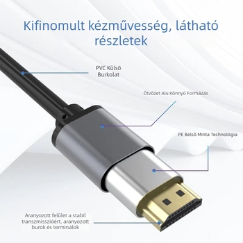 HDMI 2.0 magas felbontású kábel a 4K60-hoz, ötvözet vezető, aranyozott kivitel, hossz 1,5–30 m