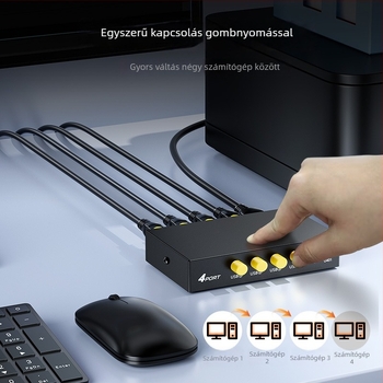 Jinghua USB kapcsoló 4 az 1-ben nyomtató megosztásához, kézi működtetés, Windows 7 kompatibilis, 1600×1280 felbontás, távoli felébresztés, energia-gazdálkodás