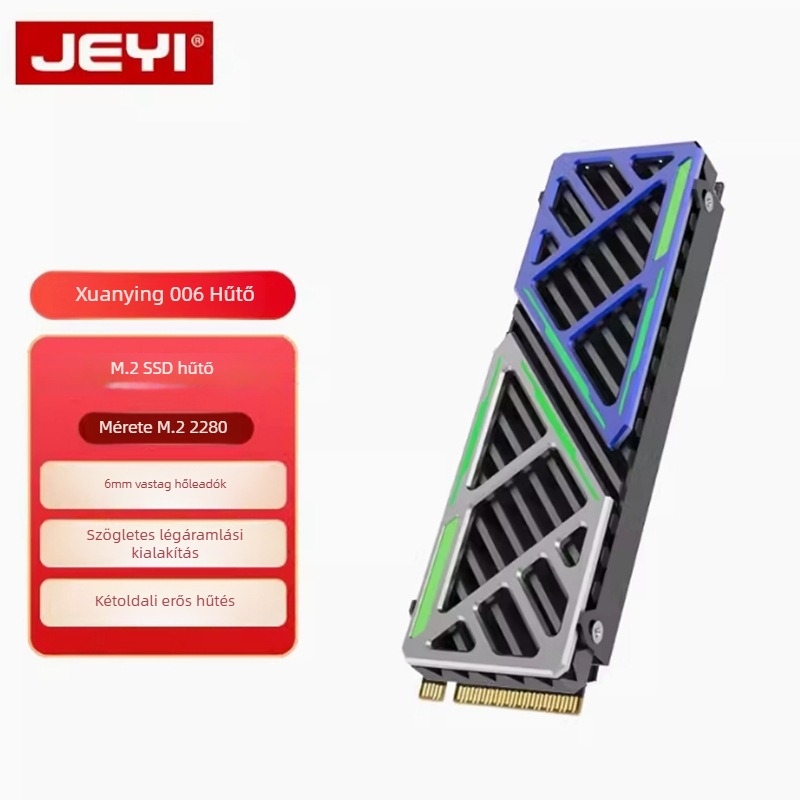 M.2 2280 NVMe alumínium hűtő SSD-hez — 6 mm vastag, 39 g, PS5-höz és grafikus kártya alatti telepítéshez