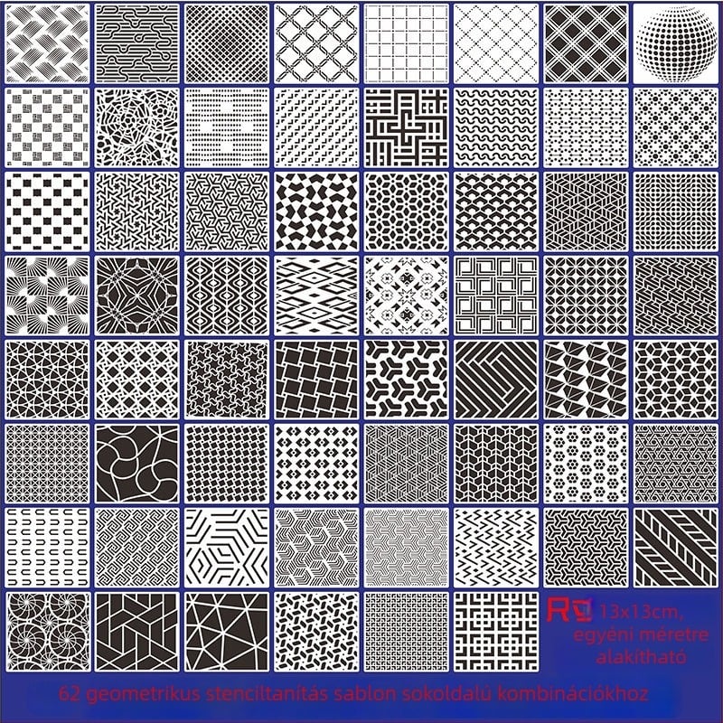 Festés sablon gyerekeknek üreges geometriai mintával, PET anyag