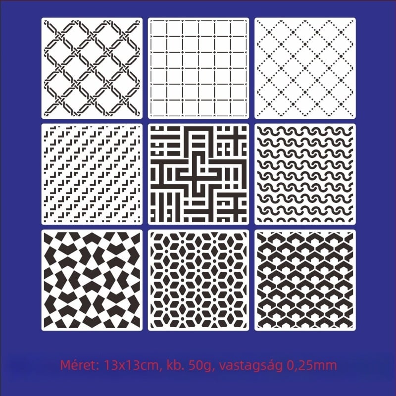 Festés sablon gyerekeknek üreges geometriai mintával, PET anyag