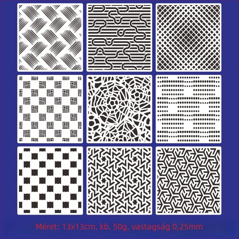 Festés sablon gyerekeknek üreges geometriai mintával, PET anyag