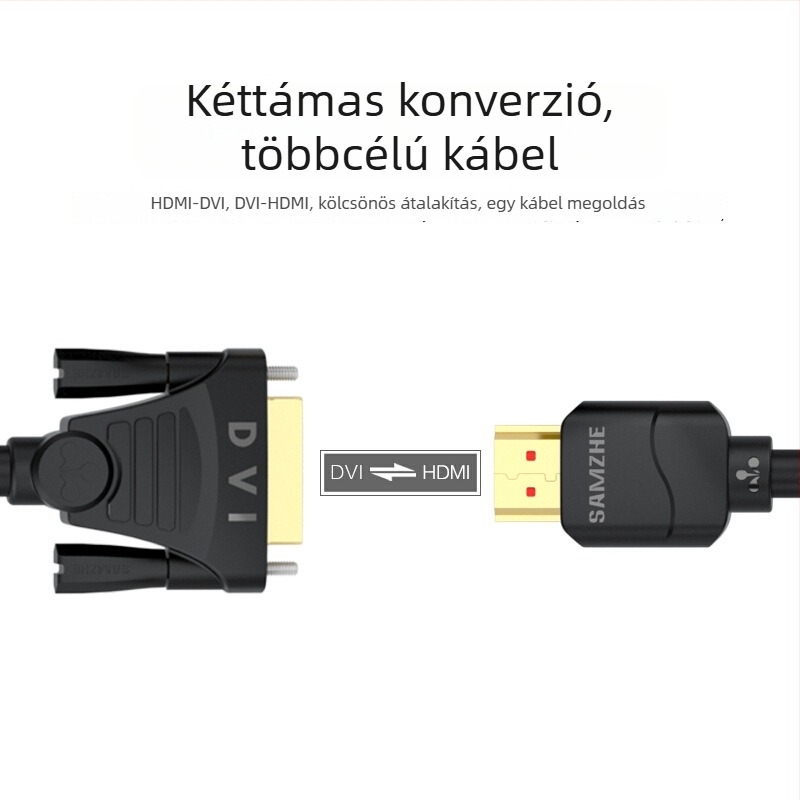 HDMI–DVI bidirectional adapter kábel, réz vezetőkkel, aranyozott csatlakozókkal, modell DH-8015