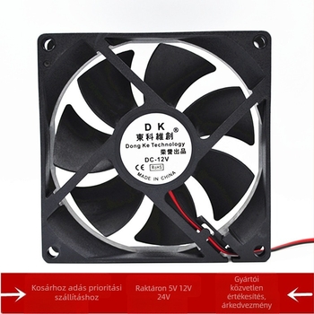 Némított szerverház hűtőventilátor 9025/9225, 5V/12V/24V, olajcsapágyak, 3000 RPM, 29 dB