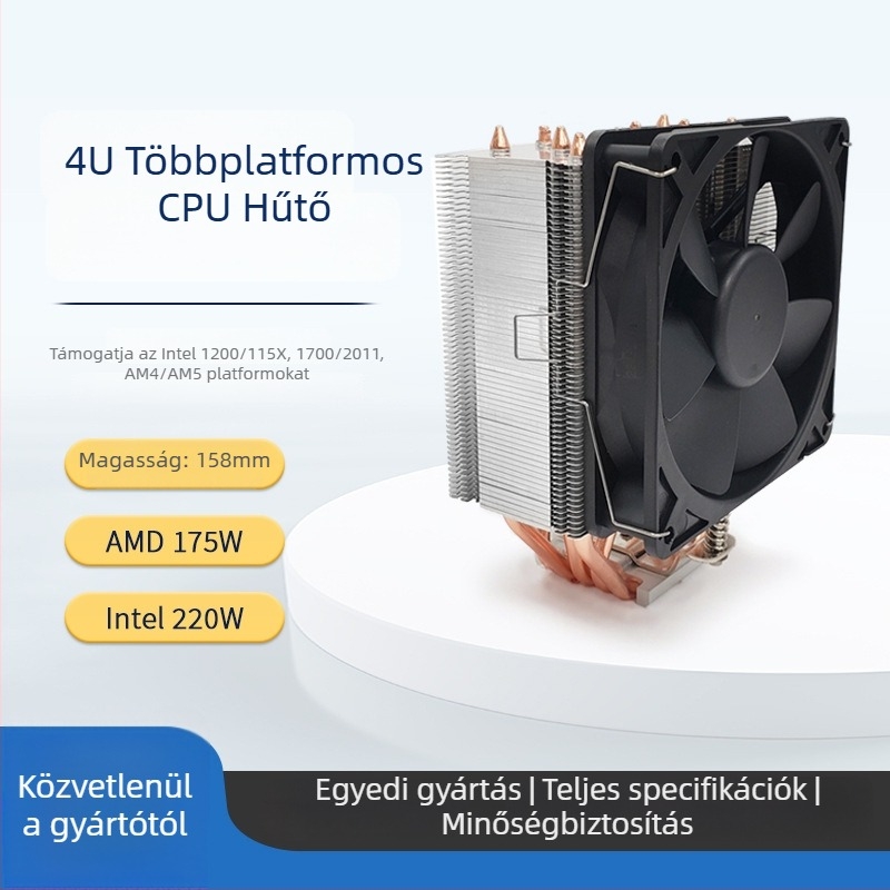 CPU hűtő U9, réz–alumínium konstrukció, 5 hőcső, kompatibilis LGA115X/1700/1200/AM4/AM5